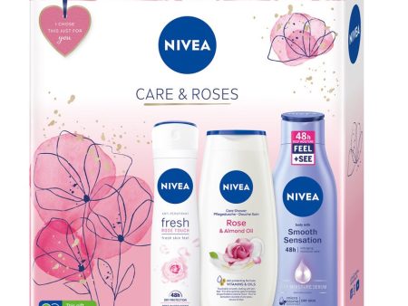 Care & Roses zestaw Fresh Rose Touch antyperspirant spray 150ml + Rose & Almond Oil żel pod prysznic 250ml + wygładzające mleczko do ciała 250ml Fashion