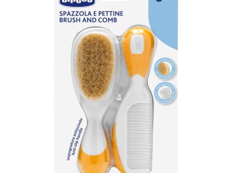 Brush and Comb zestaw szczotka z naturalnego włosia + grzebyk 0m+ Pomarańczowy Cheap