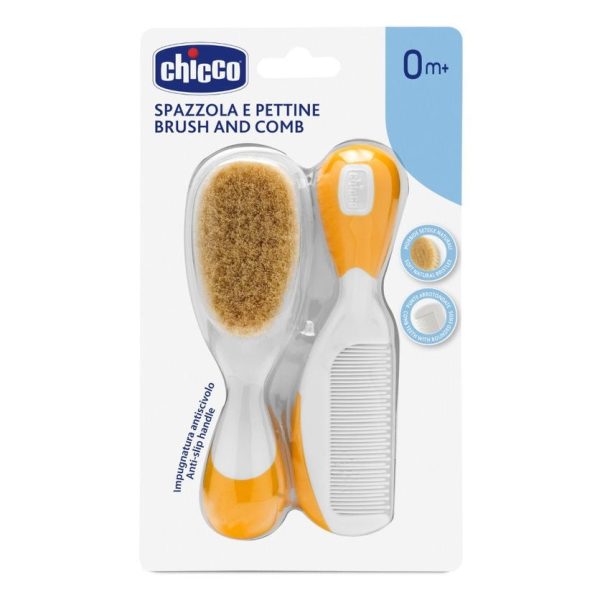 Brush and Comb zestaw szczotka z naturalnego włosia + grzebyk 0m+ Pomarańczowy Cheap