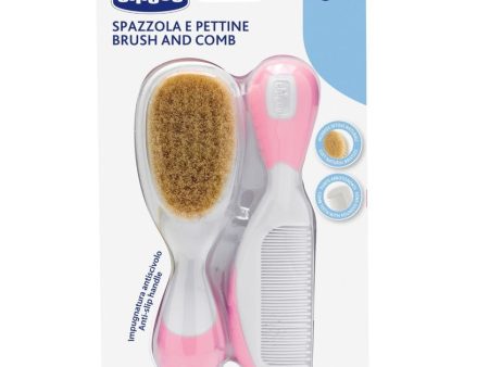 Brush and Comb zestaw szczotka z naturalnego włosia + grzebyk 0m+ Różowy Online Sale