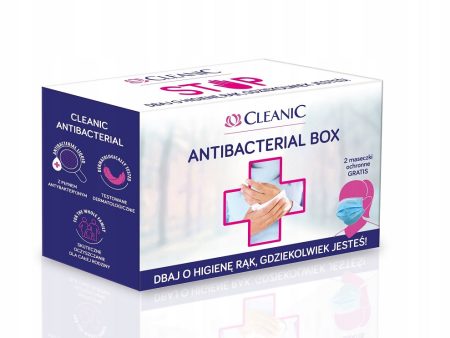 Antibacterial Box zestaw chusteczki 3 opakowania + odświeżający żel do rąk 50ml + jednorazowe maseczki ochronne 2szt Supply