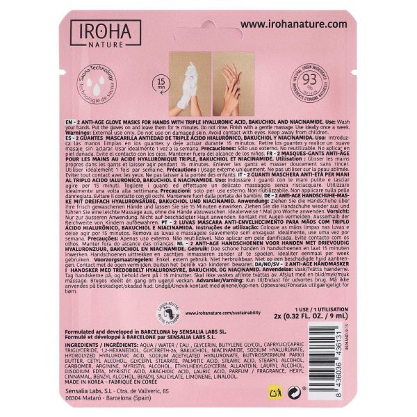 Anti-Age Hand Mask przeciwstarzeniowa maska do rąk w formie rękawic Triple Hyaluronic Acid & Bakuchiol 2x9ml Cheap