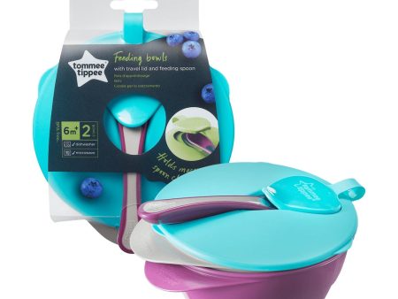 Feeding Bowls miseczka z pokrywką i łyżeczką trójkątna podstawa 6m+ 2szt on Sale