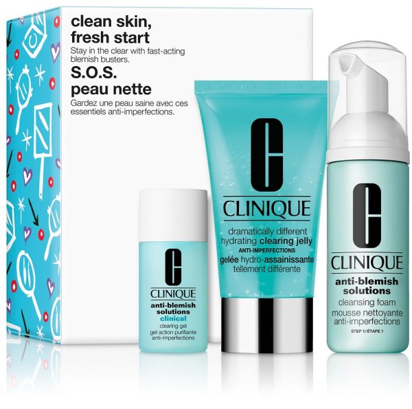 Clean Skin Fresh Start zestaw Anti-Blemish Solutions Clinical Clearing Gel 15ml + Dramatically Different Hydrating Clearing Jelly 50ml + Anti-Blemish Solutions Cleansing Foam 50ml Discount